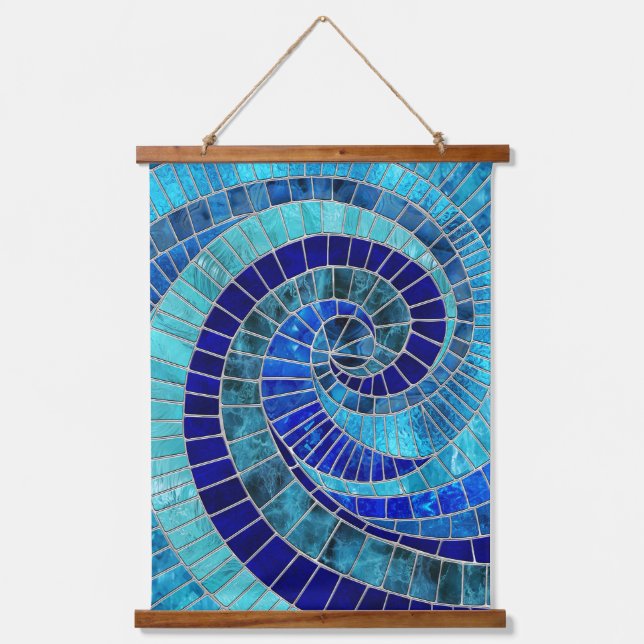 Ocean Wave Spiral Mosaik Art Wandteppich Mit Holzrahmen (Vorderseite)