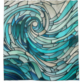 Ocean Wave Spiral Mosaik Duschvorhang