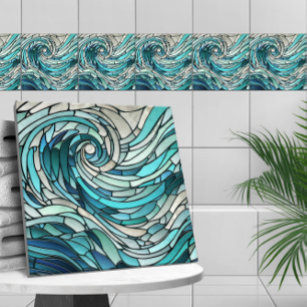 Ocean Wave Spiral Mosaik Fliese