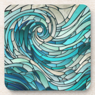 Ocean Wave Spiral Mosaik Getränkeuntersetzer
