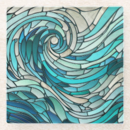 Ocean Wave Spiral Mosaik Glasuntersetzer