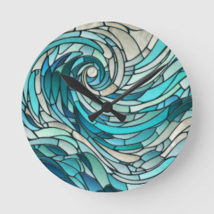 Ocean Wave Spiral Mosaik Runde Wanduhr