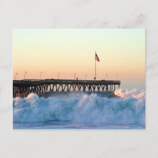 Ocean Wave Storm Pier Postkarte