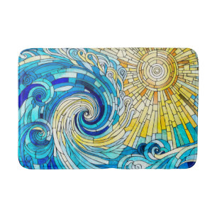 Ocean Wave Sun Mosaik Art Badematte