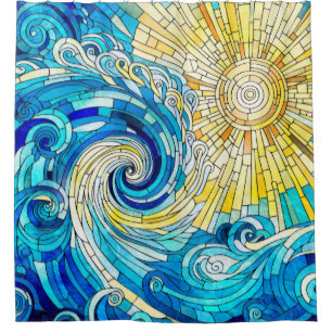 Ocean Wave Sun Mosaik Art Duschvorhang