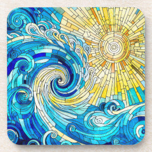 Ocean Wave Sun Mosaik Art Getränkeuntersetzer