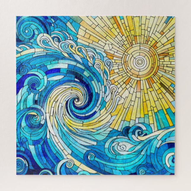 Ocean Wave Sun Mosaik Art Puzzle (Vertikal)