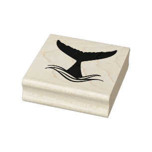 Ocean Wave Whale Tail Silhouette Gummistempel