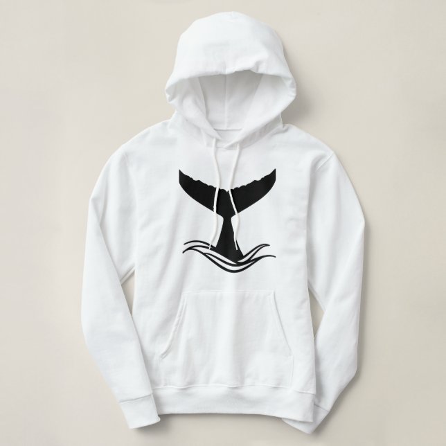Ocean Wave Whale Tail Silhouette Hoodie (Design vorne)