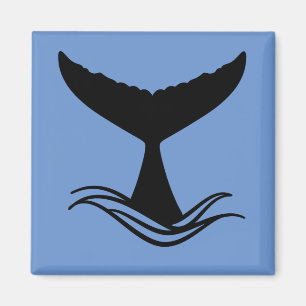 Ocean Wave Whale Tail Silhouette Magnet