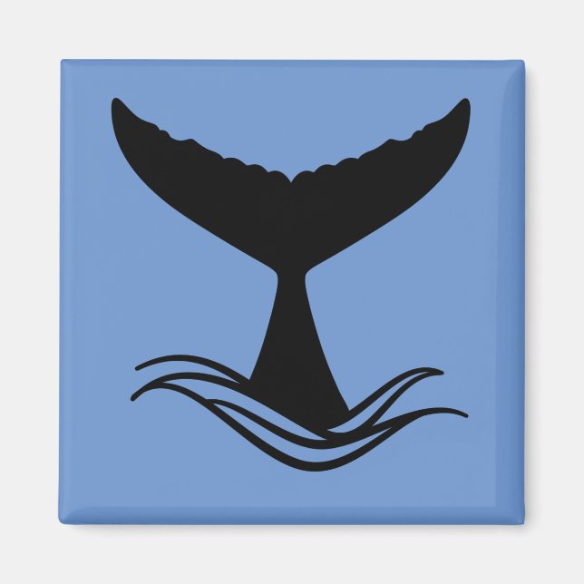 Ocean Wave Whale Tail Silhouette Magnet (Vorne)