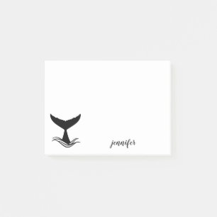 Ocean Wave Whale Tail Silhouette Post-it Klebezettel