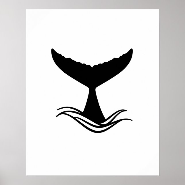 Ocean Wave Whale Tail Silhouette Poster (Vorne)