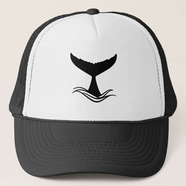 Ocean Wave Whale Tail Silhouette Truckerkappe (Vorderseite)