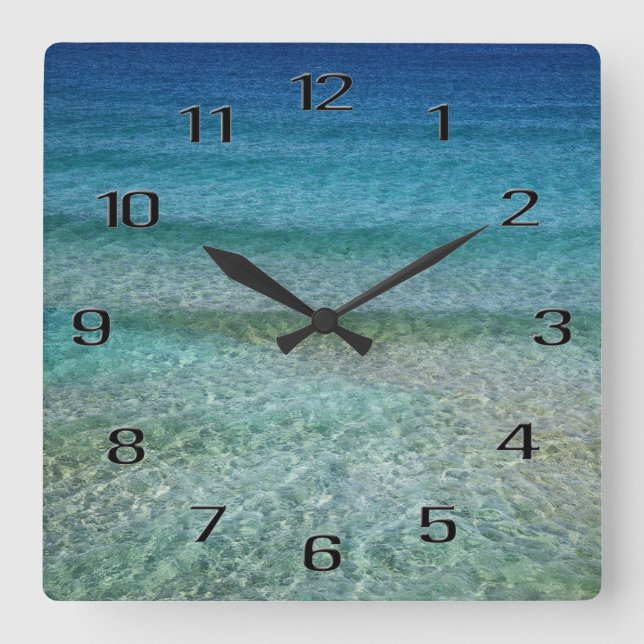 Ocean Waves Acryl Wall Clock Quadratische Wanduhr (Vorderseite)