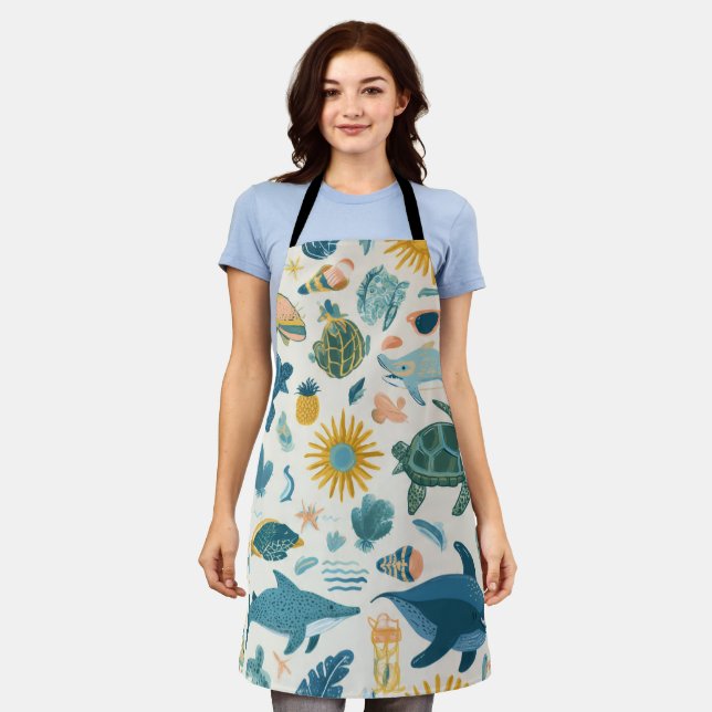 Ocean Waves All-Over Print Apron Gift Schürze (Getragen)