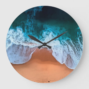 Ocean Waves and Beach Clock Große Wanduhr