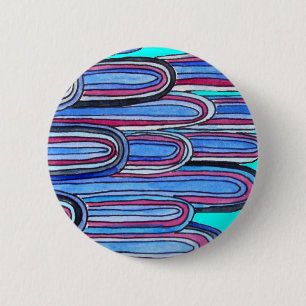 Ocean Waves Aqua Blue Muster Button