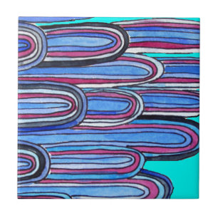 Ocean Waves Aqua Blue Muster Fliese