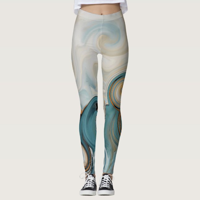Ocean Waves Beach Aquamarin Blue Abstrakt 74 Leggings (Vorderseite)
