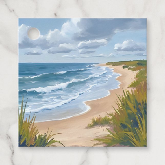 Ocean Waves | Beach Coastal Painting Geschenkanhänger (Vorderseite)