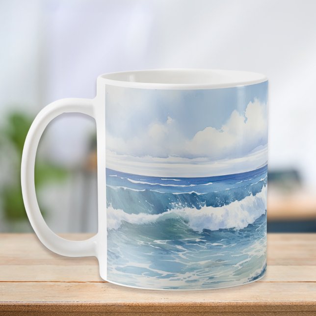 Ocean Waves Beach House Ästhetik Kaffeetasse (Von Creator hochgeladen)