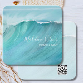 Ocean Waves Beach Sea Travel QR Code Moderner Quadratische Visitenkarte