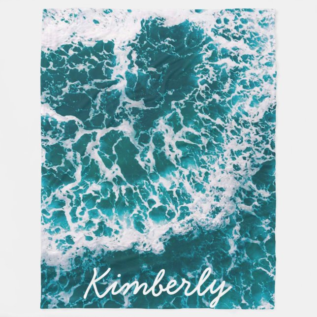 Ocean Waves Beach Tropical Name Gift For Her Fleecedecke (Vorderseite)