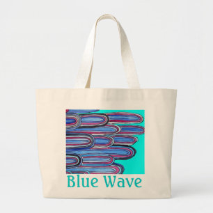 Ocean Waves "Blue Wave" Aqua Blue Art Jumbo Stoffbeutel