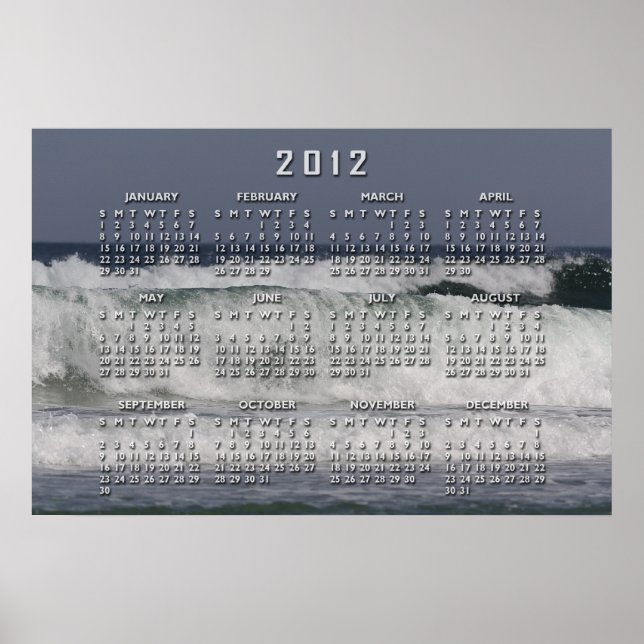 Ocean Waves Calendar Poster (Vorne)