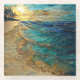 Ocean Waves Coastal Art Decor Glasuntersetzer
