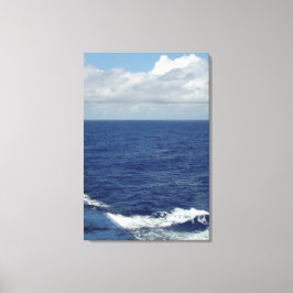 Ocean Waves Fluffy White Clouds Blue Sky Leinwand