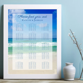 Ocean Waves Foto Blue Beach Hochzeitsdiagramm Poster