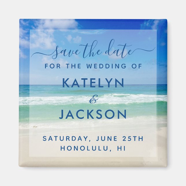 Ocean Waves Foto Chic Beach Save the Date Magnet (Vorne)
