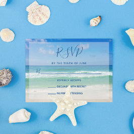 Ocean Waves Foto Tropical Beach Wedding RSVP Card