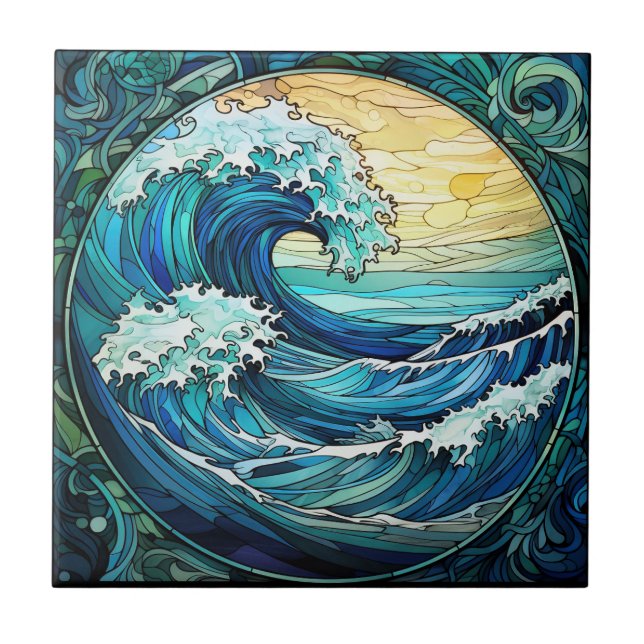 Ocean Waves Gestaltete Keramik Tile Fliese (Vorderseite)