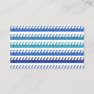 Ocean Waves Glitzer Hell Blue Surfer Visitenkarte