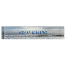 Ocean Waves Monogramm Name Blue Grau Water Beach