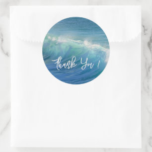 Ocean Waves Round Wedding Danke Stickers