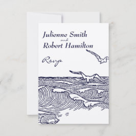 Ocean Waves Rustic Beach Wedding RSVP Card