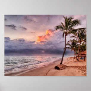Ocean Waves Sandstrand Sunset Poster