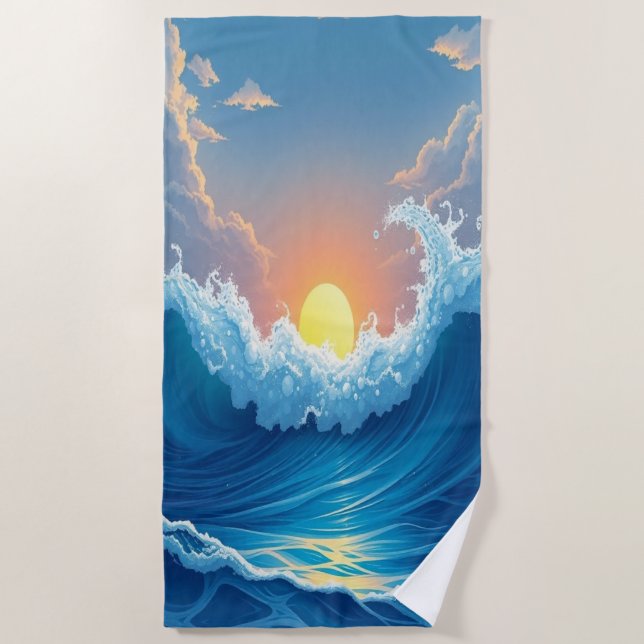 Ocean Waves & Sun Beach Towel Strandtuch (Vorderseite)
