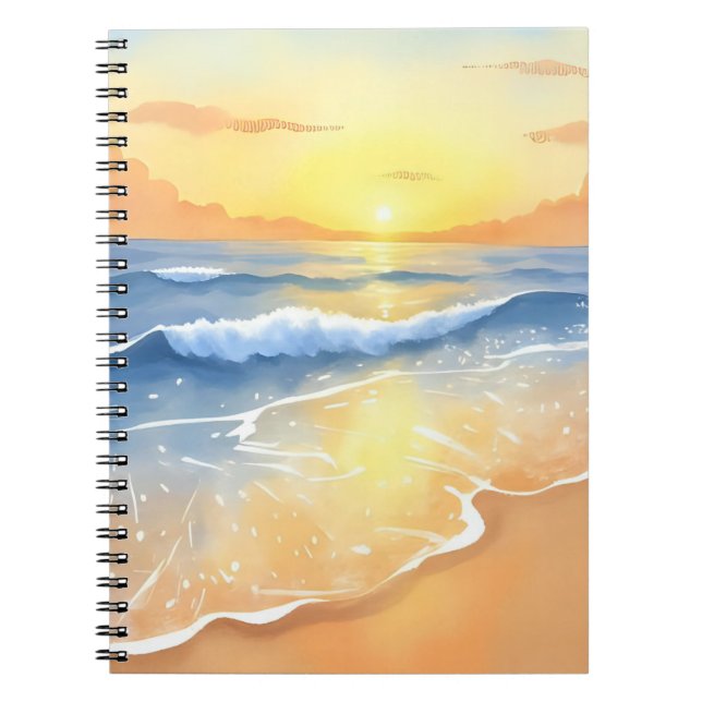 Ocean Waves Sunset | Beach Watercolor Notizblock (Vorderseite)