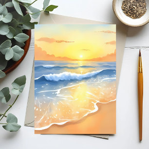 Ocean Waves Sunset Strandfarbe Postkarte