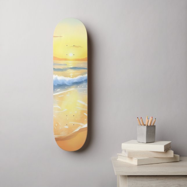 Ocean Waves Sunset | Strandfarbe Skateboard (Wandkunst)