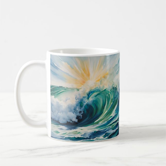 Ocean Waves Sunshine Beach Art Kaffeetasse (Links)