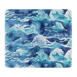 Ocean Waves | Teal Watercolor Aqua Blue Schneidebrett
