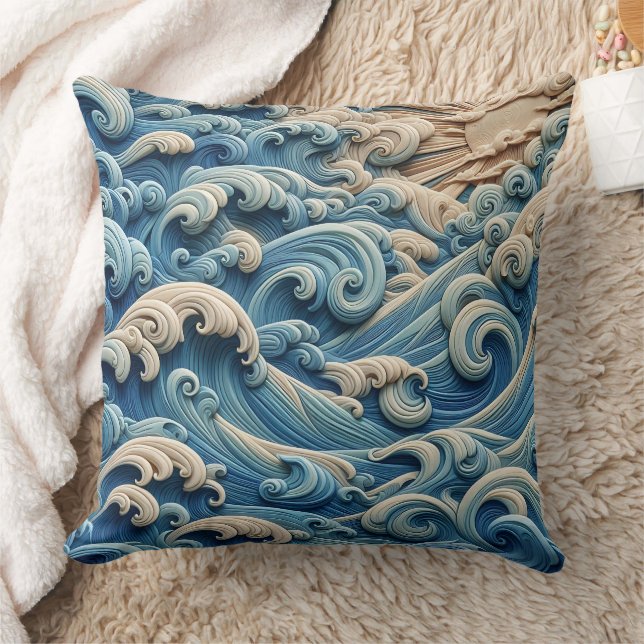 Ocean Waves Throw Pillow Kissen (Decke)