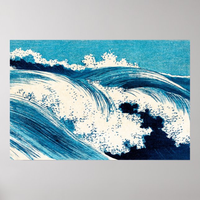 Ocean Waves Vintage japanische Malerei Poster (Vorne)