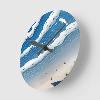 Ocean Waves Wall Clock 🌊 Coastal Blue Aesthetic Runde Wanduhr